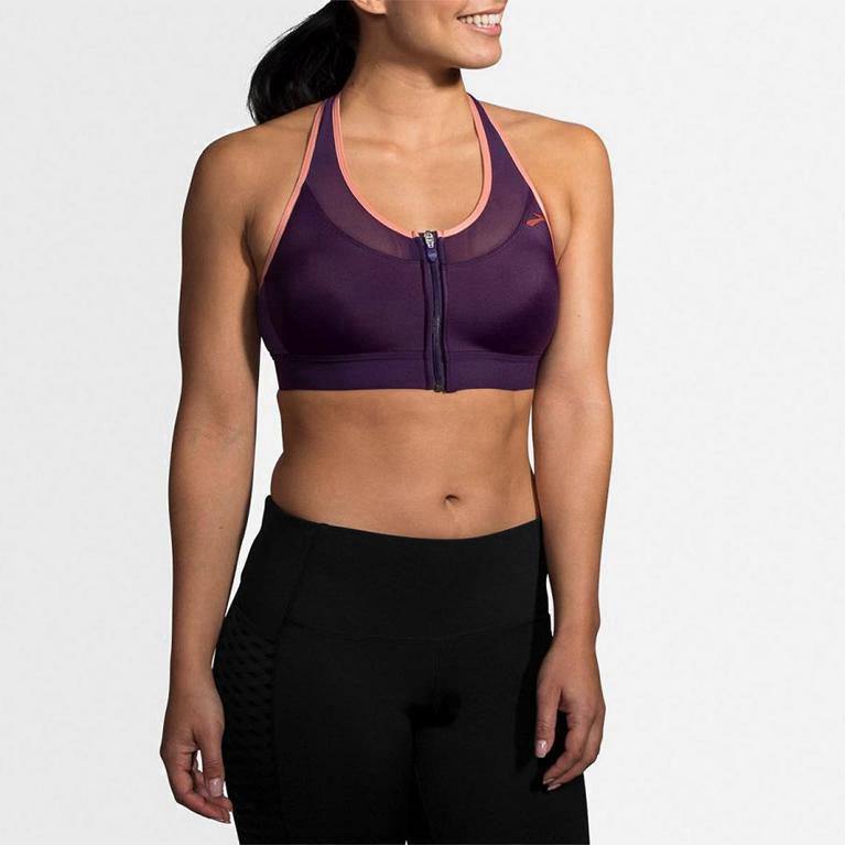 Brooks Fastforward Zip - Run Bra Mujer - Moradas (JX0817649)